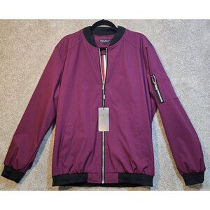 Wulful Bomber Jacket Burgundy Full Zip Casual Dress Lightweight Lined Men L New